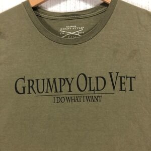 Grunt Style Grumpy‎ Old Vet I Do What I Want Olive Green XL T-Shirt USA Flag